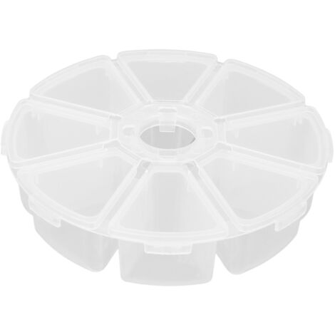 Boîte de Rangement Rondes 8 Cases Transparente pour Perles, Bijoux DIY, Fournitures Art Ongles et Loisirs Créatifs