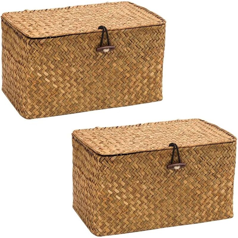 Boîte de rangement Seagras Boîte de rangement Dekobox Cosmetics Rangement avec couvercle Paniers de rangement en bois naturel
