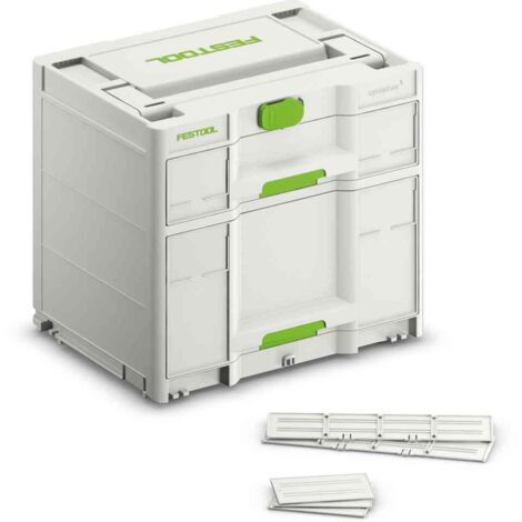 Mallette de rangement 396x296x330mm – 2 tiroirs avec séparateurs – Capacité 40kg – Compatible avec Systainer Festool - SYS3-SORT