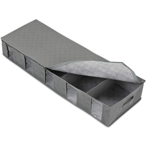 Boîte de Rangement Sous Lit avec Fermeture Éclair Organiseur Anti-poussière pour Vêtements et Couettes Conteneur de Rangement avec Fenêtre Transparente et Poignées Gain de Place