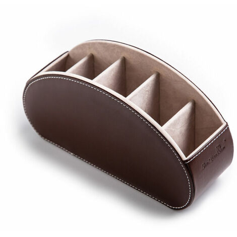 Boîte de rangement télécommandes en cuir PU – 5 compartiments pour organisation bureau – Design élégant et fonctionnel