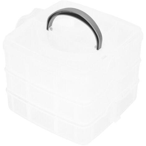 Boîte de Rangement Transparente 3 Niveaux pour Outils, Bricolage et Jouets avec 18 Compartiments