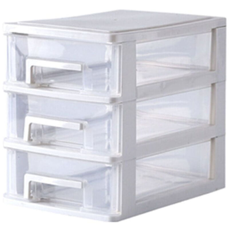 Boîte de rangement transparente à 3 niveaux pour bureau, mini boîte de rangement en plastique pour produits cosmétiques, support pour articles divers