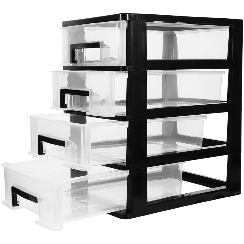 Boîte de rangement transparente à 4 niveaux pour bureau, mini boîte de rangement en plastique pour produits cosmétiques, support pour articles divers