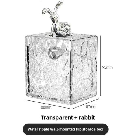 Boîte de rangement transparente argentée en forme de lapin pour miroir de toilette, à suspendre au mur, pour cotons démaquillants, bâtonnets de coton, étagère de salle de bain