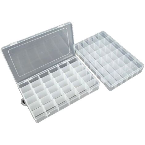 Boîte de rangement transparente en plastique à 36 compartiments, boîte de rangement pour perles avec séparateurs ajustables