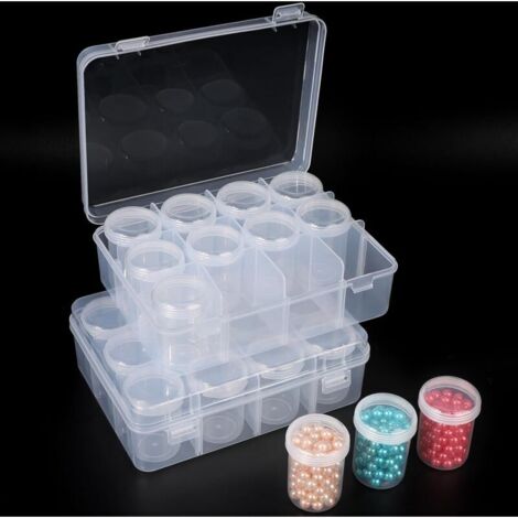 Boîte de rangement transparente pour diamants à broder – Lot de 2 boîtes avec 12 compartiments amovibles, idéale pour perles, broderie, nail art et loisirs créatifs