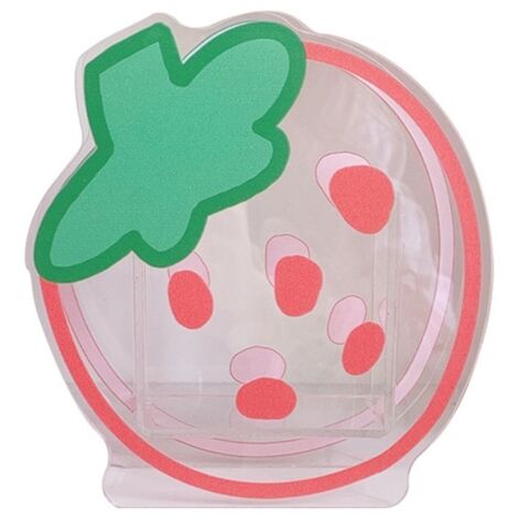 Boîte de Rangement Transparente pour Pinceaux de Maquillage - Organisateur Multifonctionnel en Acrylique Mignon, Design Fraise pour Bureau ou Coiffeuse