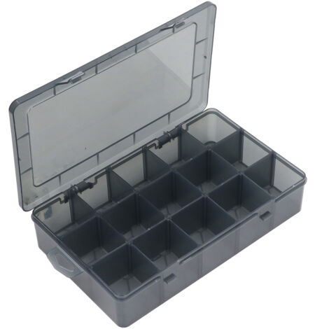 Boîte de rangement transparente PP 15 cases avec séparateur amovible pour vis, écrous, perles et bijoux