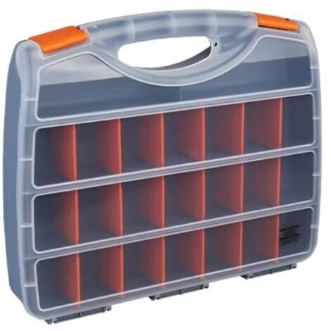Boîte de rangement un seul côté 375 x 315 x 7 mm – petites pièces avec 21 boîtes d'insertion, à accessoires – Boîte à vis, à outils robuste