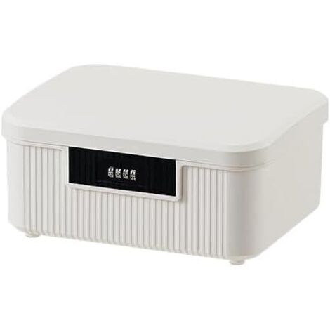 Boîte de rangement verrouillable, coffre-fort portable en plastique avec serrure, peut être utilisée comme organiseur, rangement pour les arts et l'artisanat ou rangement de documents de bureau (blanc