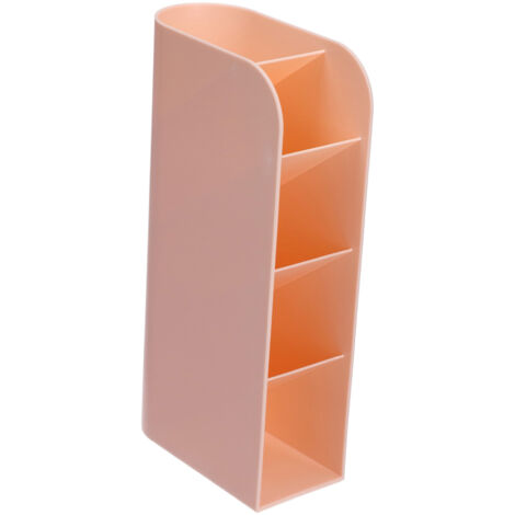 Boîte de Rangement Verticale 4 Compartiments Rose pour Bureau - Organisateur de Fournitures Scolaire et de Coiffeuse
