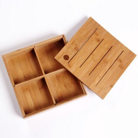 Boîte de rangement vintage en bois à 4 compartiments, organisateur de bureau pour bonbons, snacks et bijoux