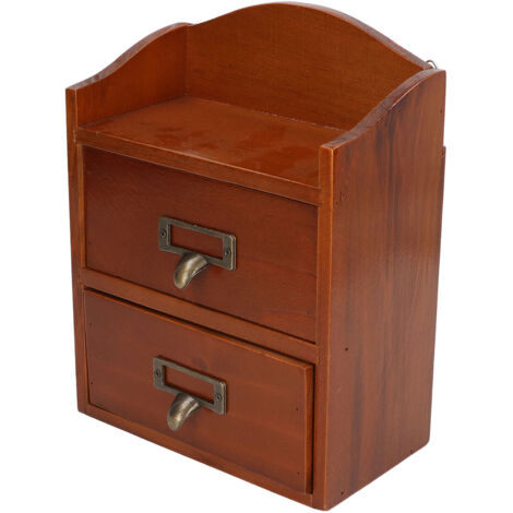 Boîte de Rangement Vintage en Bois avec 3 Tiroirs, Organisateur de Bureau pour Salon ou Chambre