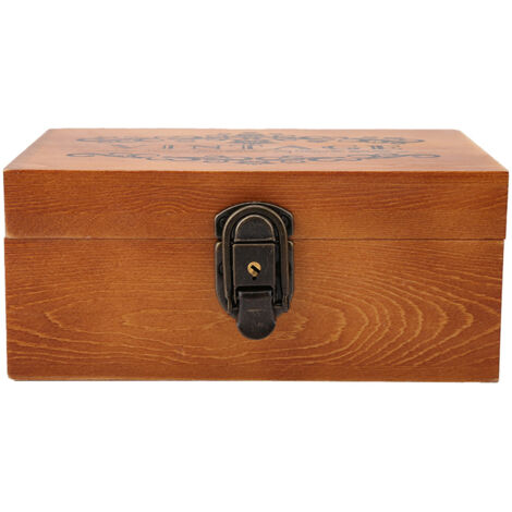 Boîte de Rangement Vintage en Bois avec Mots Français Anciens - Décoration et Stockage