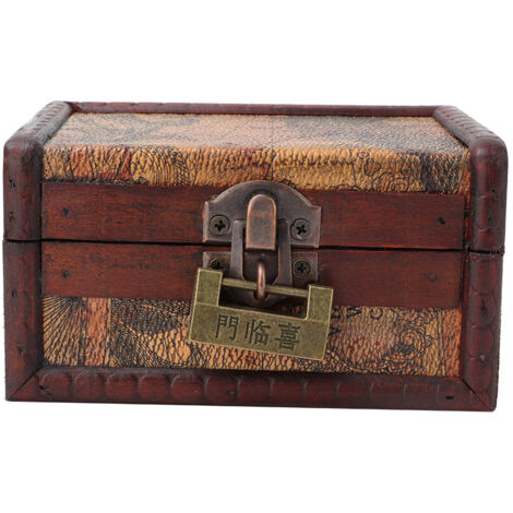 Boîte de rangement vintage pour bijoux en bois avec serrure, coffret à colliers décoratif pour la maison