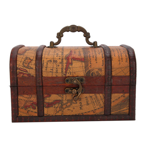 Boîte de Rangement Vintage pour Bijoux en Bois - Écrin Antipoussière Décoratif pour Collection (Carte Jaune S)
