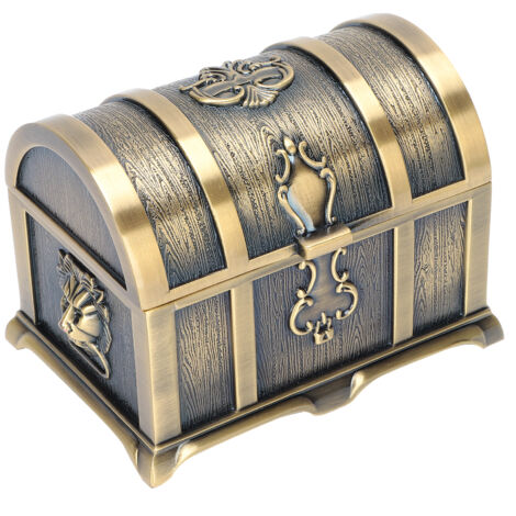 Boîte de Rangement Vintage Rectangulaire en Métal pour Bijoux - Écrin à Colliers et Boucles d'Oreilles pour Femmes et Filles