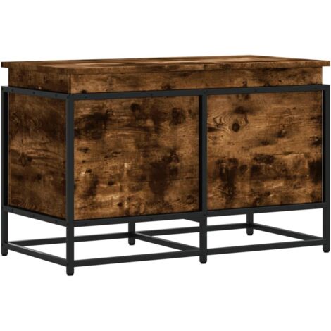 Boîte de rangement，Coffre de rangement avec couvercle chêne fumé bois d'ingénierie CFW678155