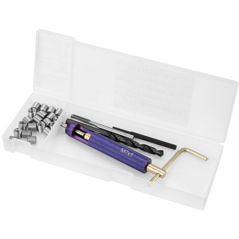 Boîte de Réparation de Filets Vis M71.0 - Kit d'Insert Filaire avec Outil d'Installation, 20 inserts en acier inoxydable 304, livré avec taraud, foret et coffret de rangement.