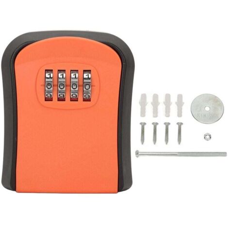 Boîte de Serrure à Combinaison étanche, Antirouille, Résistante à l'usure, Large applicabilité, Boîte de Rangement Murale Sécurisée pour Clés, Résistante aux Chocs pour Garage (Orange)