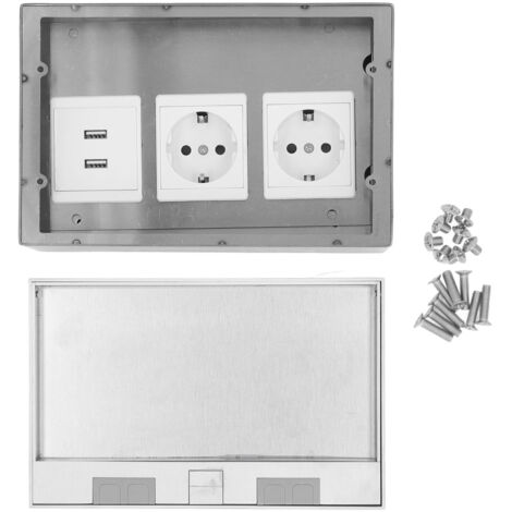 Boîte de sortie encastrée au sol, Kit de prise plate en acier inoxydable étanche 4KW avec 2 ports USB Standard pour marbre
