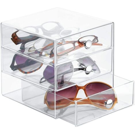 boite de stockage à lunettes – support à lunettes pratique – accessoire de rangement intelligent17x17x17.3CM poignée argent