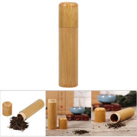 Boîte de Stockage Bambou Naturel Rond Portable Faite Main pour Thé Café Épices - 1 Pièce 2.5 x 12cm
