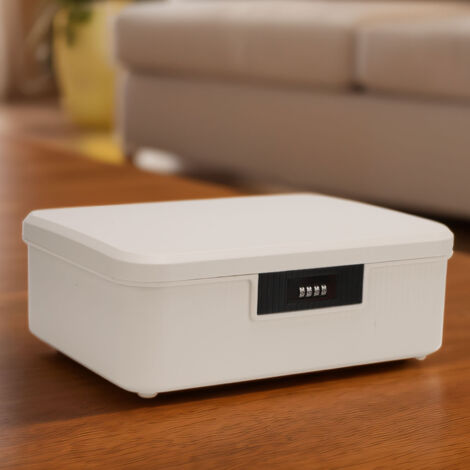 [Boîte de stockage] + Boîte de rangement pour documents avec compartiments et serrure à code, 16 litres, ABS, blanc