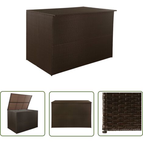 Boîte de stockage de jardin 150 x 100 x 100cm résine tressée marron