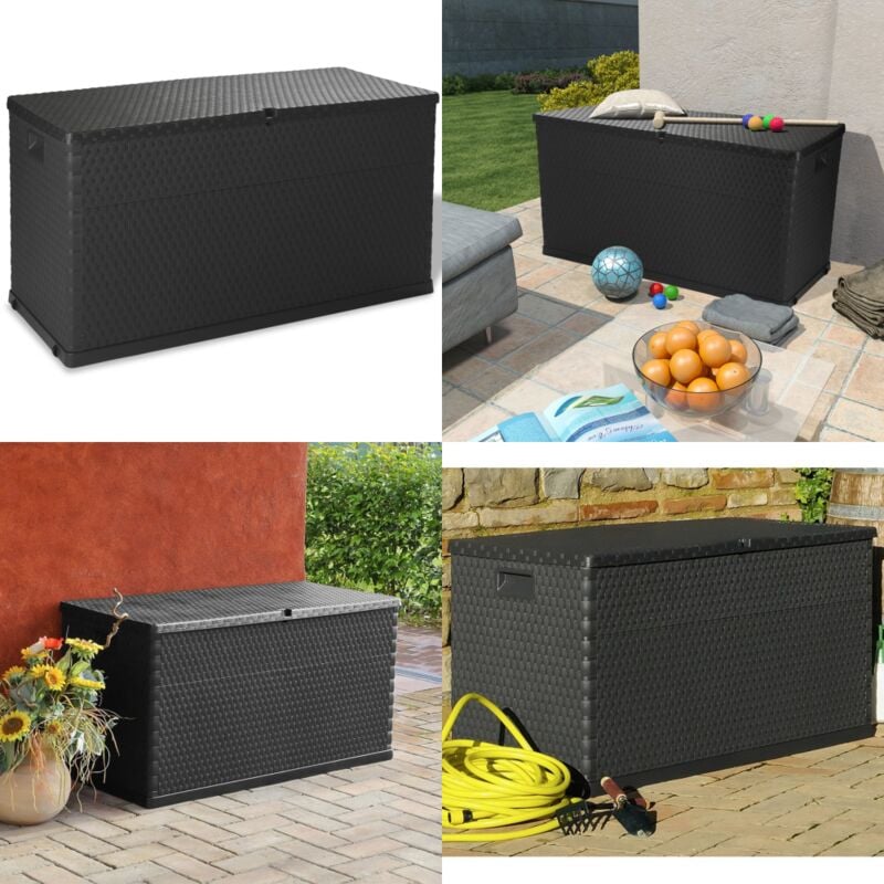 Vidaxl - Boîte de stockage de jardin Anthracite 120x56x63 cm pp Rotin - Boîte De Rangement Jardin - Coffre De Rangement Extérieur - Rangement Jardin