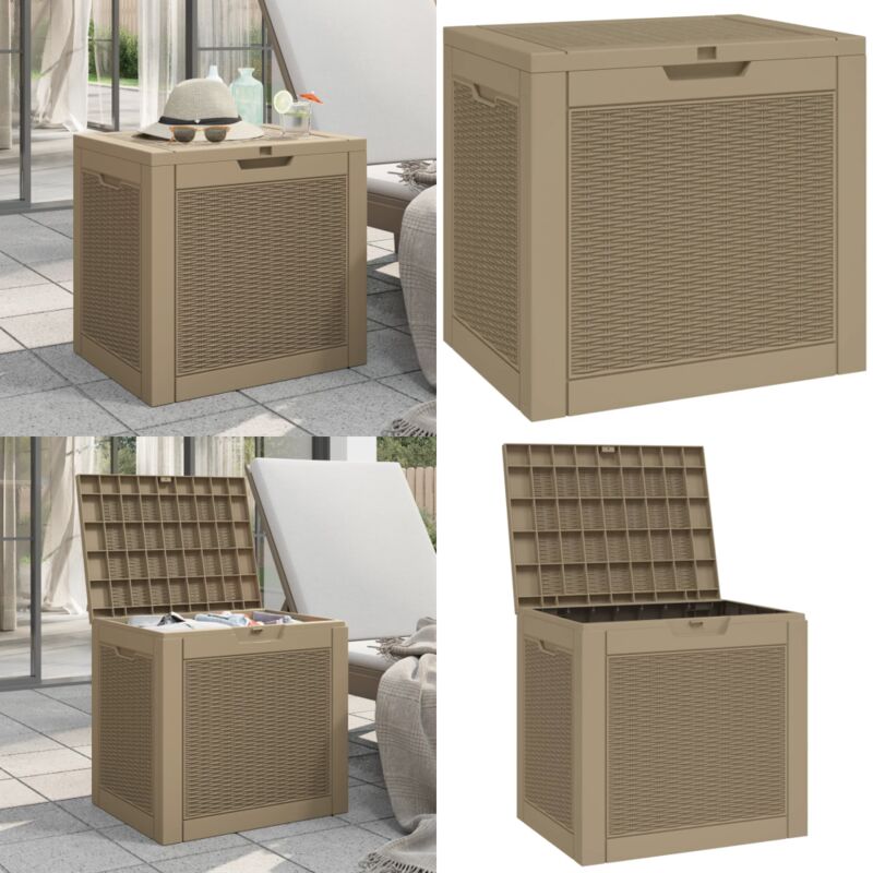 Boîte de stockage de jardin marron clair 55,5x43x53 cm pp - Coffre De Jardin - Rangement Extérieur - Boîte De Rangement - Meuble De Jardin