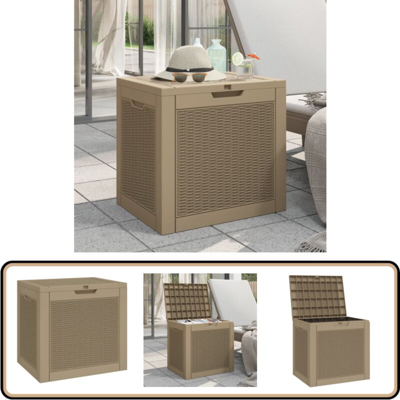 Vidaxl - Boîte de stockage de jardin marron clair 55,5x43x53 cm pp - Coffre De Jardin - Rangement Extérieur - Boîte De Rangement - Meuble De Jardin