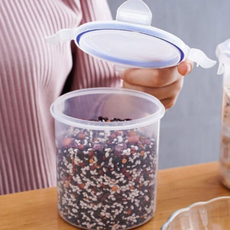 Boîte de Stockage Hermétique Multifonction - Canister Plastique Transparent pour Lait en Poudre, Grains et Céréales - Grande Capacité, Conception Airtight