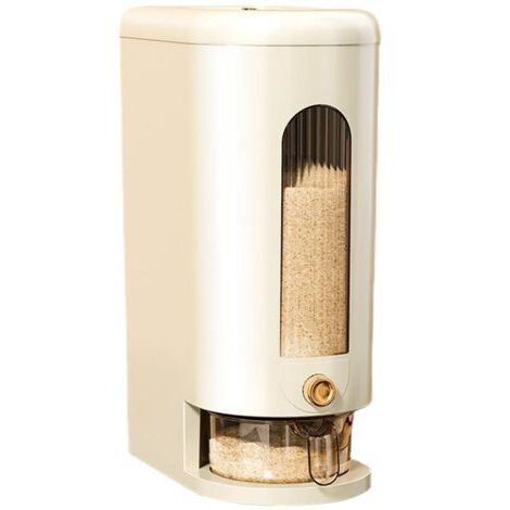 Boîte de stockage hermétique pour riz 10 kg – Distributeur automatique à poussoir – Matériau polypropylène – Fenêtre transparente