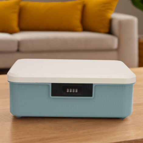 Boîte de stockage sécurisée avec cadenas à combinaison 'Password Storage Box' - Grand compartiment de 16L, design compartimenté intérieur et matériau ABS waterproof pour documents et objets importants