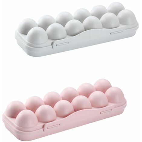 Boîte de Stockages Oeufs,2 Pièces Boîte à œufs Réfrigérateur,Boite a Oeufs en Plastique,Réfrigérateur Porte-Oeufs Plateaux,12 œufs Boîte de Rangement,pour Le Stockage des Oeufs (Rose,Gris),
