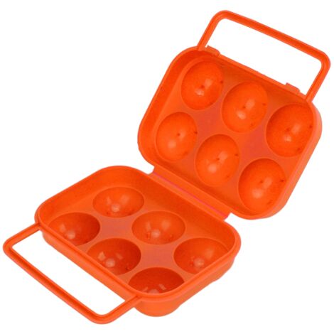 Boîte de transport à œufs 6 places en plastique ABS pour usage intérieur et extérieur - Orange vif