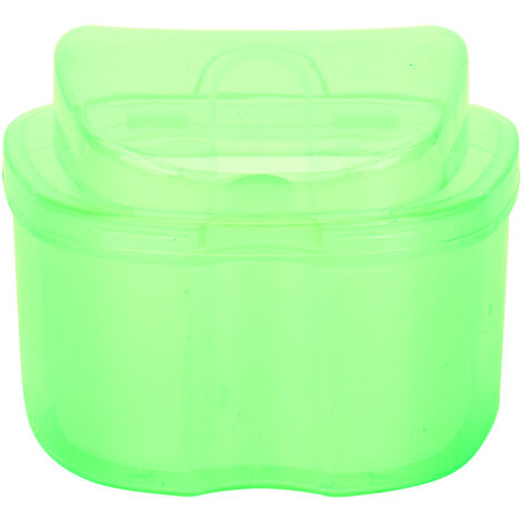 Boîte de trempage colorée pour dentier avec panier filtre - Étui de rangement vert