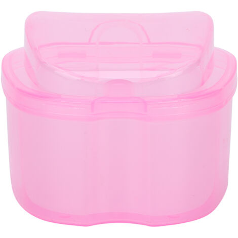 Boîte de trempage colorée pour dentiers avec panier filtre - Rose