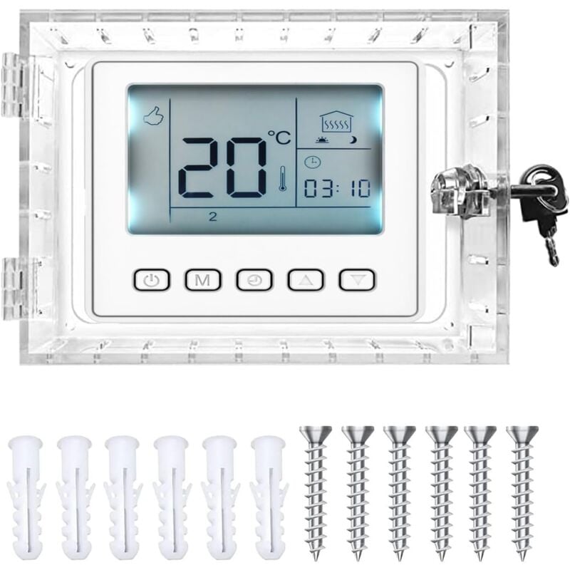 Boîte de Verrouillage de Thermostat Universelle, Protection de Thermostat Transparente avec Couvercle de Thermostat à Clé pour Thermostat Convient