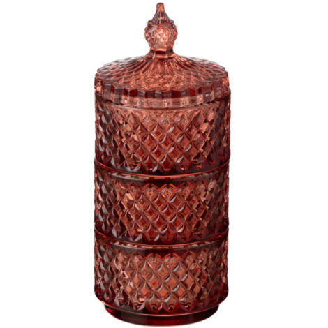 Boîte Déco en Verre "3 Étages" 20cm Orange