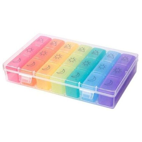 Boîte d'emballage de boîte à pilules colorée, boîte à pilules portable de 7 jours pendant une semaine, boîte de rangement classée à 21 grilles, boîte en plastique PP multi-grilles