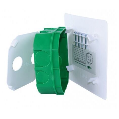Boite d'encastrement à sceller 170X170X40mm verte avec couvercle blanc débordant anti-projection SIB ADR P41704