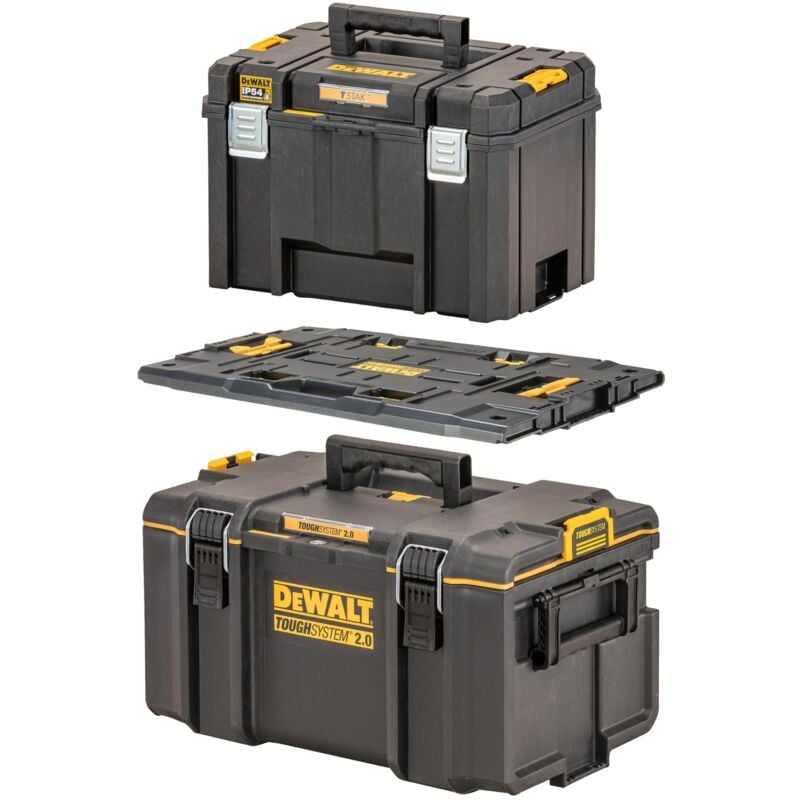 DEWALT Set de boîtes à outils avec plaque d'adaptation entre the T STAK system et the touch system (composé de TOUGHSYSTEM DS400 box, de deep toolbox