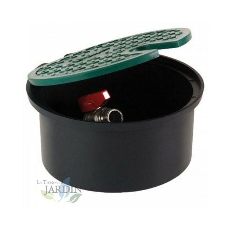 Bouche d'arrosage ronde plastique 20 cm avec robinet 3/4''' Couvercle 20 cm. Hauteur 11,5 cm Socle 18,5 cm