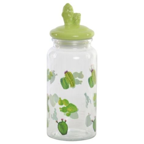 Boîte DKD Home Decor Céramique Verre Cactus PE Boho (1400 ml) (10,5 x 28 cm)