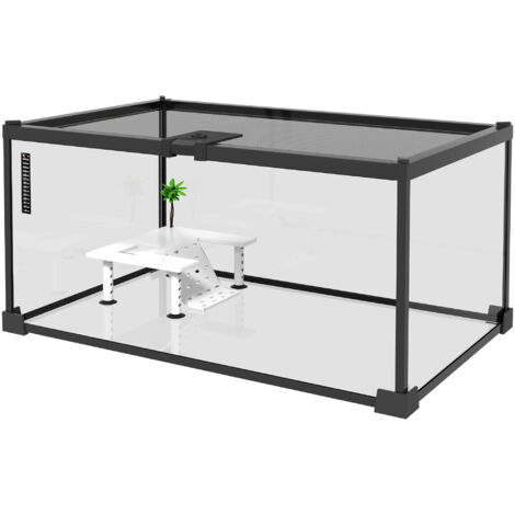 Boîte élevage reptiles terrarium transparent couvercle coulissant grillage métallique
