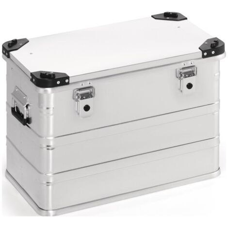 Boîte en aluminium L582xl385xH410 mm 76 l avec fermoir à déclic et angles d'empi