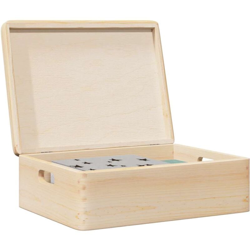 Boîte en bois avec couvercle et poignées bois de pin massif - Vidaxl